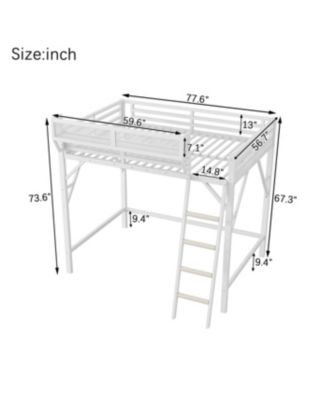 Metal Full Loft Bed with Storage Shelves