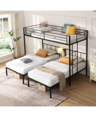 Streamdale Twin Over Twin Over Twin Triple Bunk Bed with Vertical Ladder and Safety Rail