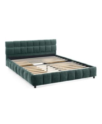 Queen Size Upholstered Bed with Storage Drawer - Green