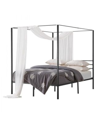 82.5 x 60.2 x 72 in / 2095 x 1530 x 1830 mm Metal Canopy Bed Frame with Elegant Four Poster Design