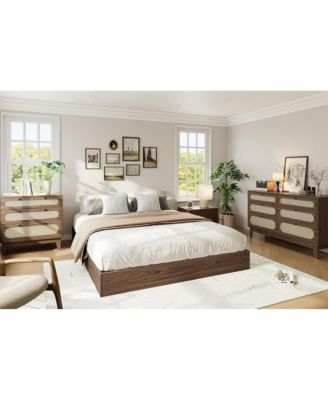 Queen Size Wood Platform Bed Frame, No Headboard, Wood Slat Support, No Box Spring Needed