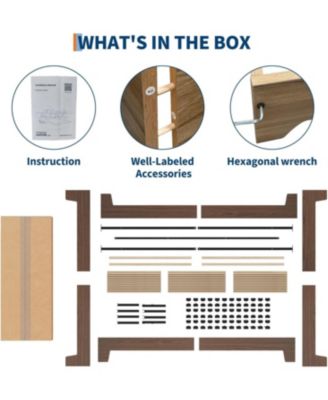 California King Platform Bed Frame with Underbed Storage 10.24" Clearance Wood & Metal Slats No Box Spring Walnut