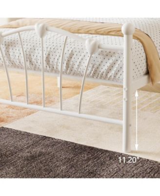 Twin Size Bed Frame for Kids Heart Shaped Headboard & Tailboard Heavy Metal Slat Support Noiseless White