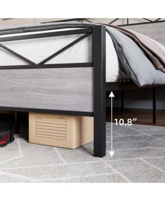 King Size Triangular Panel Platform Bed Light Gray Woodgrain Space-Saving No Box Spring