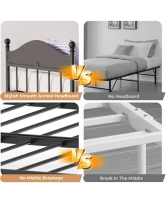 Twin Size Metal Daybed with Pop Up Foldable Trundle Heavy Duty Sofa Bed Stylish Headboard Steel Slats Rustic