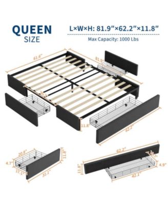 Queen Size Upholstered Platform Bed Frame