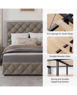 Easy Assembly Queen Bed Frame Space Saving, for Living Room, Guest Room