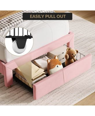 Easy Assembly Twin Size Bed Frame Upholstered Platform Bed Space Saving, for Living Room, Guest Room