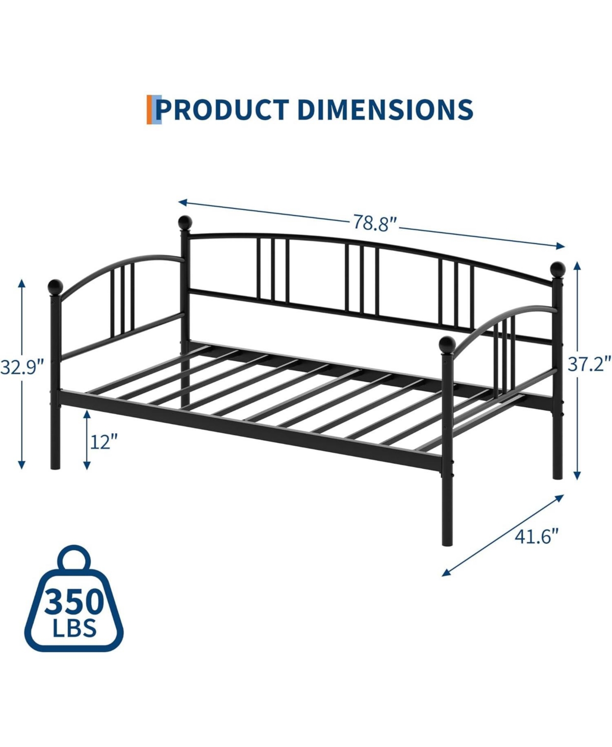gaomon Easy Assembly Twin Daybed, Space Saving for Living Room, Guest Room – Daybed
