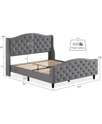 Queen Size Velvet Platform Bed Frame w/Headboard and Footboard Upholstered Bed Frames