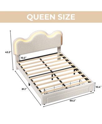 Queen Bed Frames Lamb Velvet Twin Beds Cute Platform Bed Frame for Girls, Boys,Sturdy Platform Bed