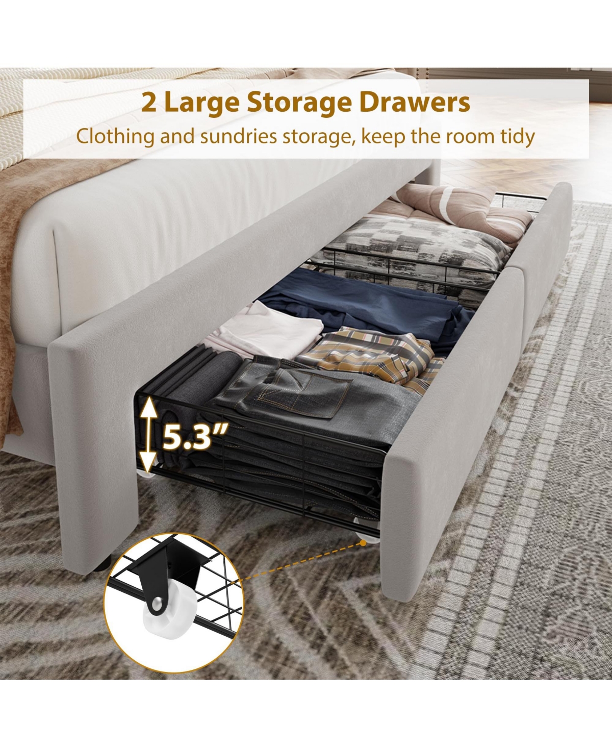 gaomon Full Size Bed Frame with 2 Storage Drawers