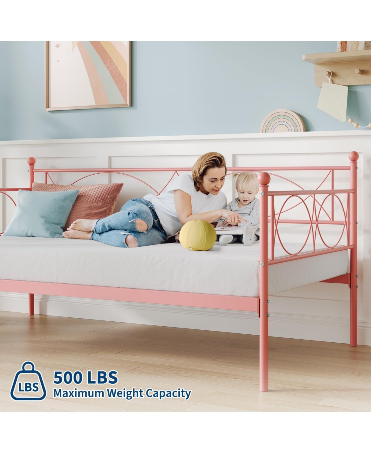 gaomon Twin daybed with Trundle, Metal Twin Daybed, Day Bed Sofa Bed Frame with Steel Slat Support