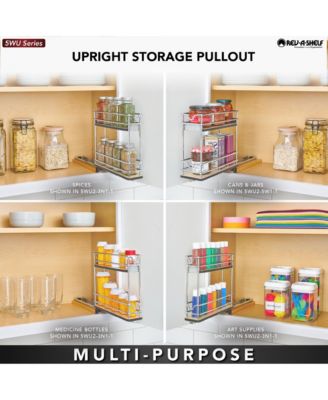 9" Pullout Organizer for Cabinets, 2 Tier Upright Shelf, 5WU2-3N1-1