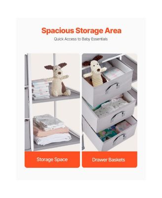 Portable Baby Changing Table with 3 Drawers and Wheels, Diaper Change Station