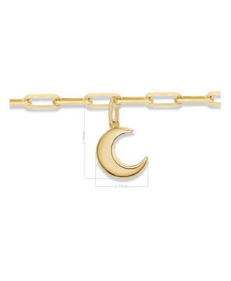 Crescent Moon Charm with Paperclip Chain Bracelet in 14K Gold, 7.5 in, approx. 3.2 grams.