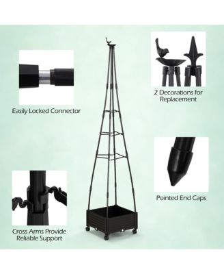 81'' Garden Obelisk Trellis for Climbing Plants Tall Plant Support w/ Wheels