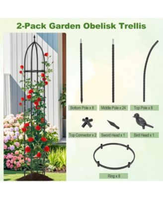 2-Pack Garden Obelisk Trellis for Climbing Plants Rustproof PE-Coated Metal Flower Trellis