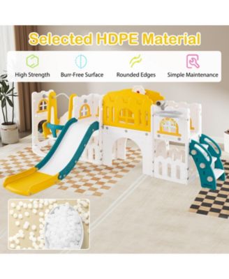 10-in-1 Toddler Swing and Slide Playset with Climber and Basketball Hoop