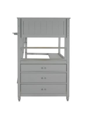 Twin Size Loft Bed With Drawers And Desk, Wooden Loft Bed With Shelves
