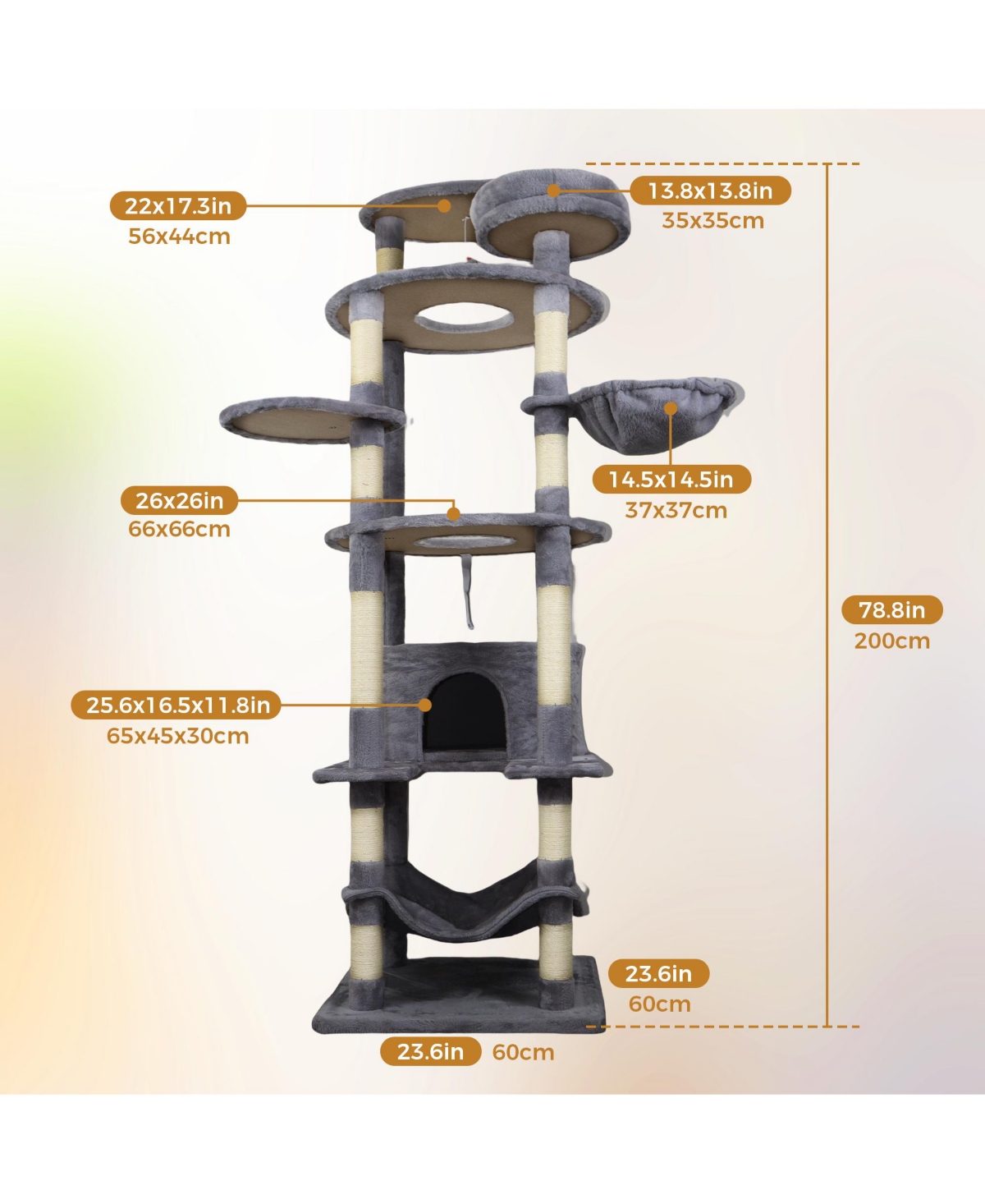 Zeus & Ruta 78.8" Dark Gray Cat Tree