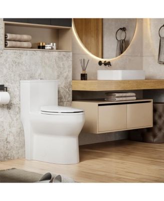 17.5 Inch Tall Toilet, One-Piece Round Toilet with ADA Comfort Chair Height Seat, Powerful 0.8/1.28L GPF Dual Flush