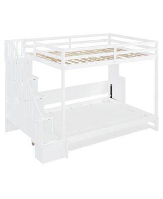 Full Over Full Size Murphy Bed with Hydraulic Lift & Desk Design