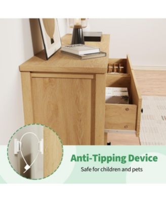 6 Drawer Dresser for Bedroom, Wooden Chest of Drawers, Fluted TV Stand Storage Organizer for Living Room, Hallway and Entryway, Natural Oak