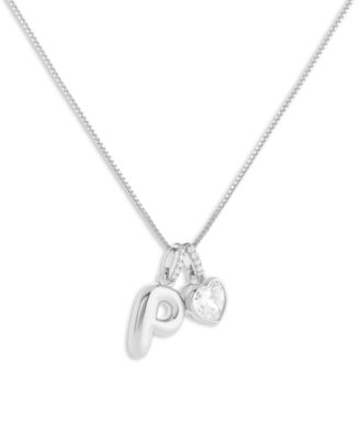 Sterling Silver Initial Charm Necklace in Holiday Ornament, Macy's Exclusive
