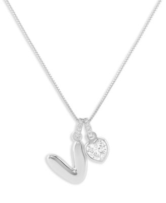 Sterling Silver Initial Charm Necklace in Holiday Ornament, Macy's Exclusive