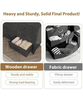  47" Wide MDF, Engineered Wood Storage Chest, Freestanding Closet Organizer 6-Drawer Modern Wooden Dresser,