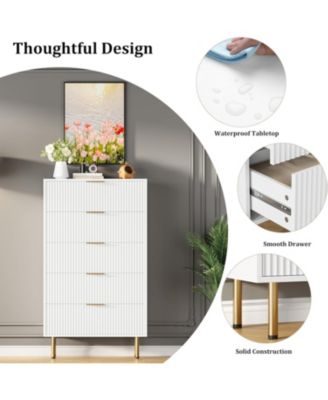 47.9" Tall 5-Drawer Wood Modern Dresser with Metal Handle