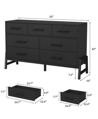 7-Drawer 52-Inch-Wide Wood Chest, Closet Storage Modern Freestanding Dresser