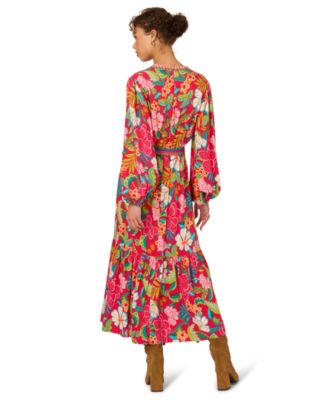 Women's V-Neck Printed Midi Dress