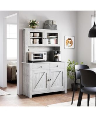 Modern Kitchen Food Cabinet with Adjustable Shelves, Spacious Countertop, Sturdy Organizer Pantry, Gray