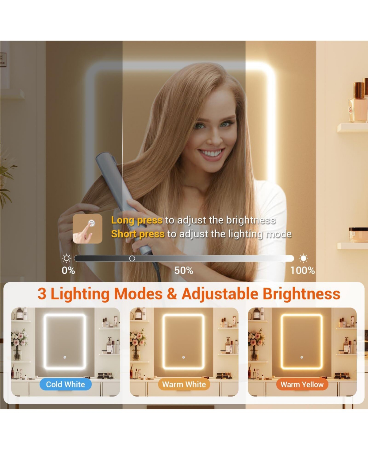 gaomon Makeup Vanity Table with 7 Drawers, 6 Storage Shelves, Large Bedroom Dressing Table Organizer