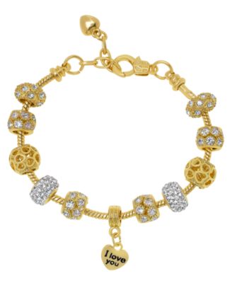 I Love You Crystals Stone Charm Bracelet