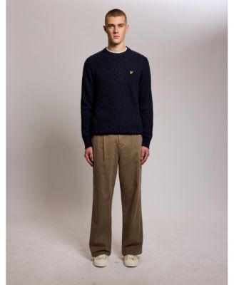 Men's Ribbed Cable Knit Long Sleeve Sweater