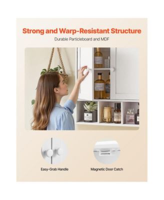 Over Toilet Bathroom Wall Cabinet with 2 Doors and Shelves