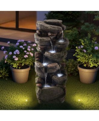 Outdoor 7-Tier Rock-Shaped Cascading Water Fountain