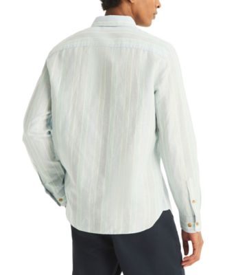 Men's Striped Linen Long-Sleeve Shirt