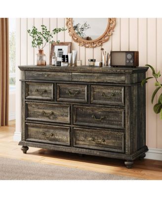 9-Drawer Farmhouse Dresser, Modern Wood Chest, Rustic Handles, Jewelry Storage, Organizer for Bedroom, Living Room