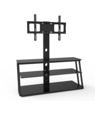 Glass TV Stand with Angle and Height Adjustment