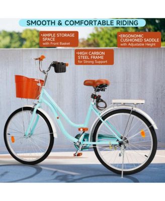 26-Inch Cruiser Bike for Family Rides, Low Step Frame with Passenger Seat & Footrests