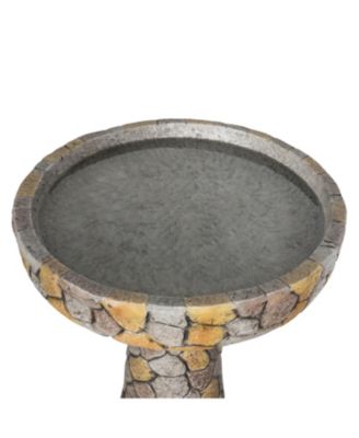 24”H Stone-Like Concrete Bird Bath with Pedestal for Garden, Patio, Yard Outdoor Decor