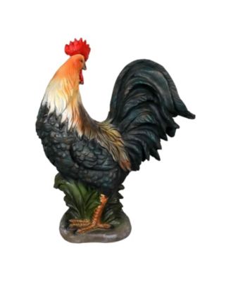 22.8" Rooster Garden Statue - Large Concrete Chicken Figurine for Outdoor, Garden, Backyard, Deck, Office, and Home Decor