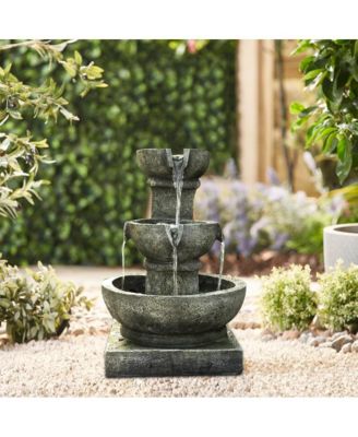 Outdoor Waterfall Fountain - Relaxing Garden Fountain with LED Lights, Bronze Outdoor Water Feature for Patio & Yard Decor