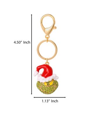 The Grinch Crystal Keychain with Santa Hat, Gold-Tone