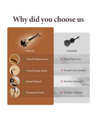 Beginner Violin Full Size 4/4 Solid Wood Full Set with Carry Case Mute Bow Shoulder Rest for Student Adults Starter Beautiful Butterfly