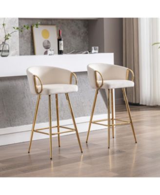 30 Inch Set of 2 Bar Stools Beige